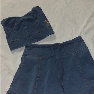 Juicy Couture Skirt and Tube Top Set Faux Denim